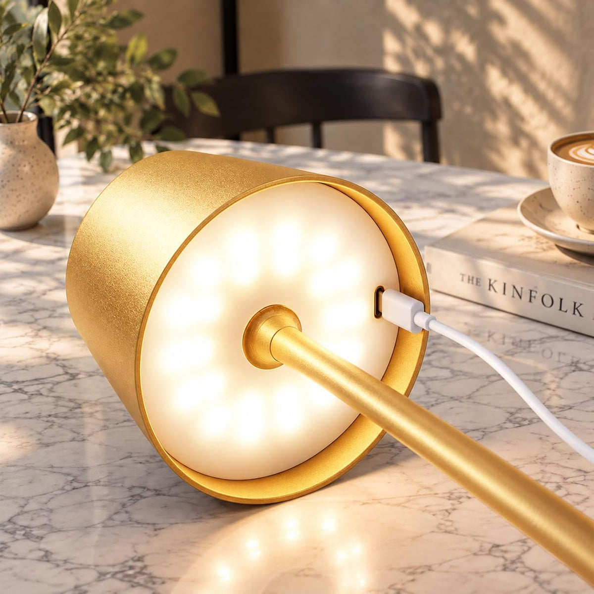 Fizrice Gold Rechargeable Table Lamp 4 Pack Portable Cordless Light