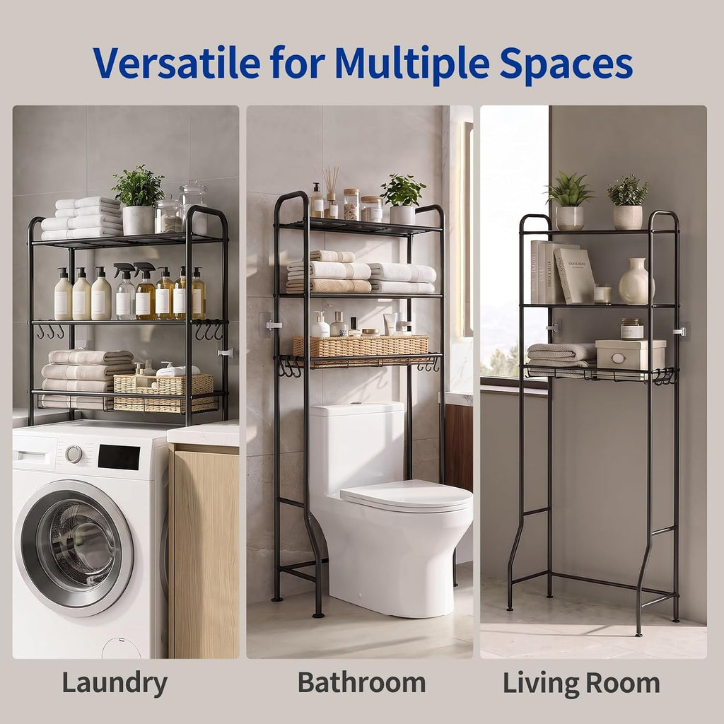 Delamu Over Toilet Storage Rack, 3 Tiers (62.8" H) Bathroom Organizer Shelf