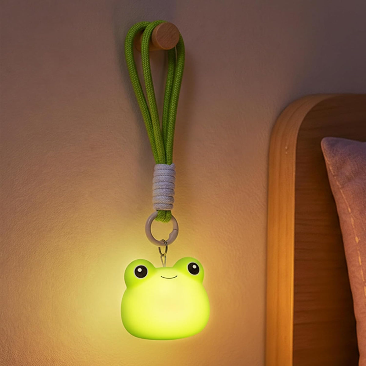UNEEDE Mini Frog Night Light with Lanyard, 8 Color Changing Rechargeable
