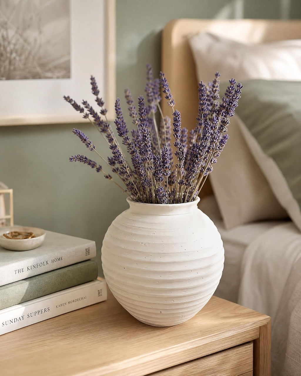 Handmade Ceramic Vase 8” – Planet-Inspired Round Ivory White Vase with Saturn Ring Texture, Natural Speckled Finish, Organic Modern Rustic Centerpiece for Home Decor