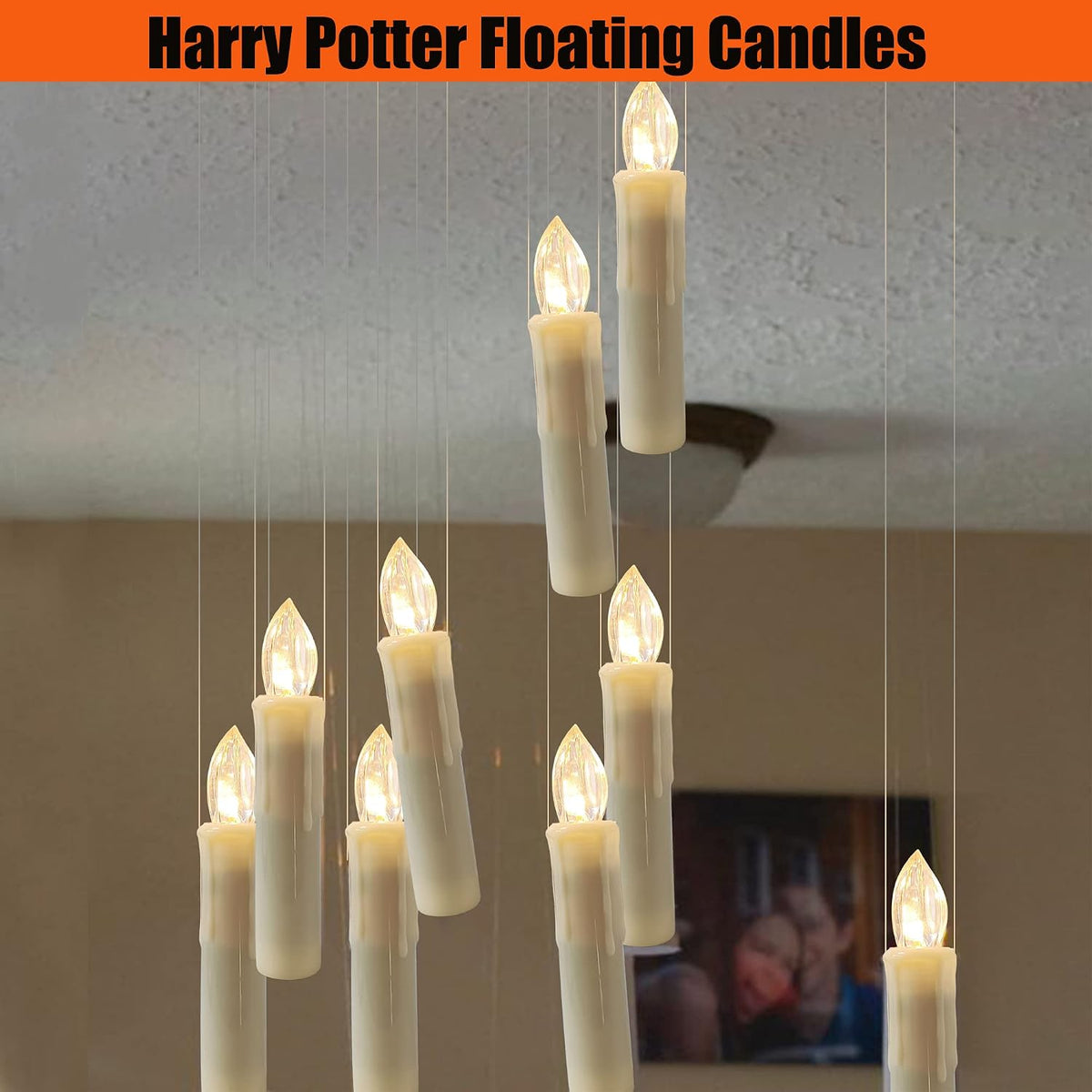 LED Taper Candles Flameless Candle X-D Remote Control LED Candlesticks Battery Candle Sticks for Harry Potter Party Decoration Wedding Christmas Home Decor, 4'', Ivory,Pack of 10