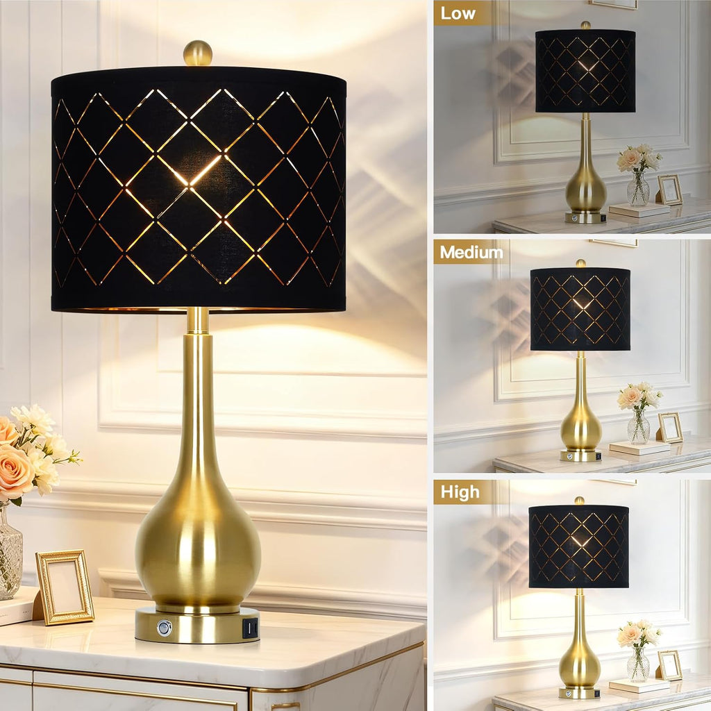 26" Gold Table Lamps Set of 2 for Bedroom Nightstand & Living Room