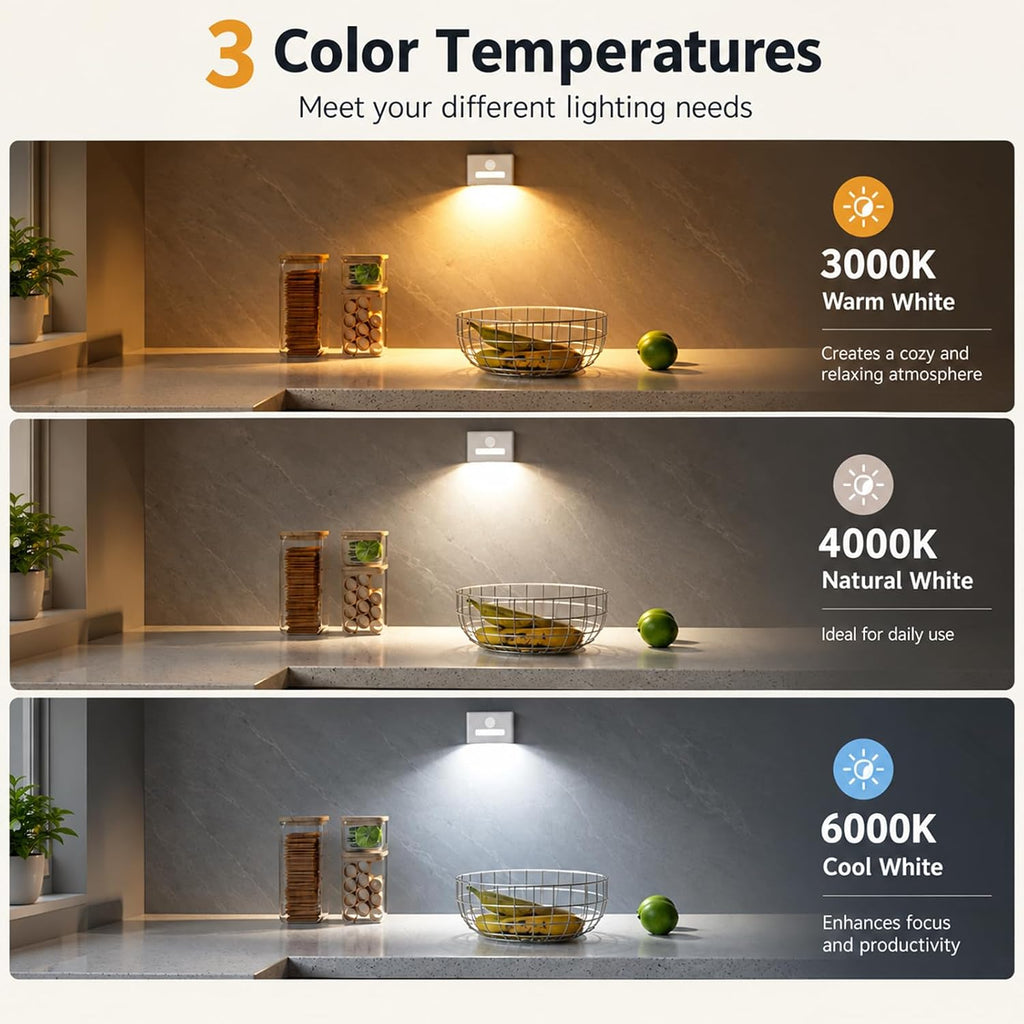 WOBSION Rechargeable Motion Sensor Stair Lights, Stick-On Wall Light