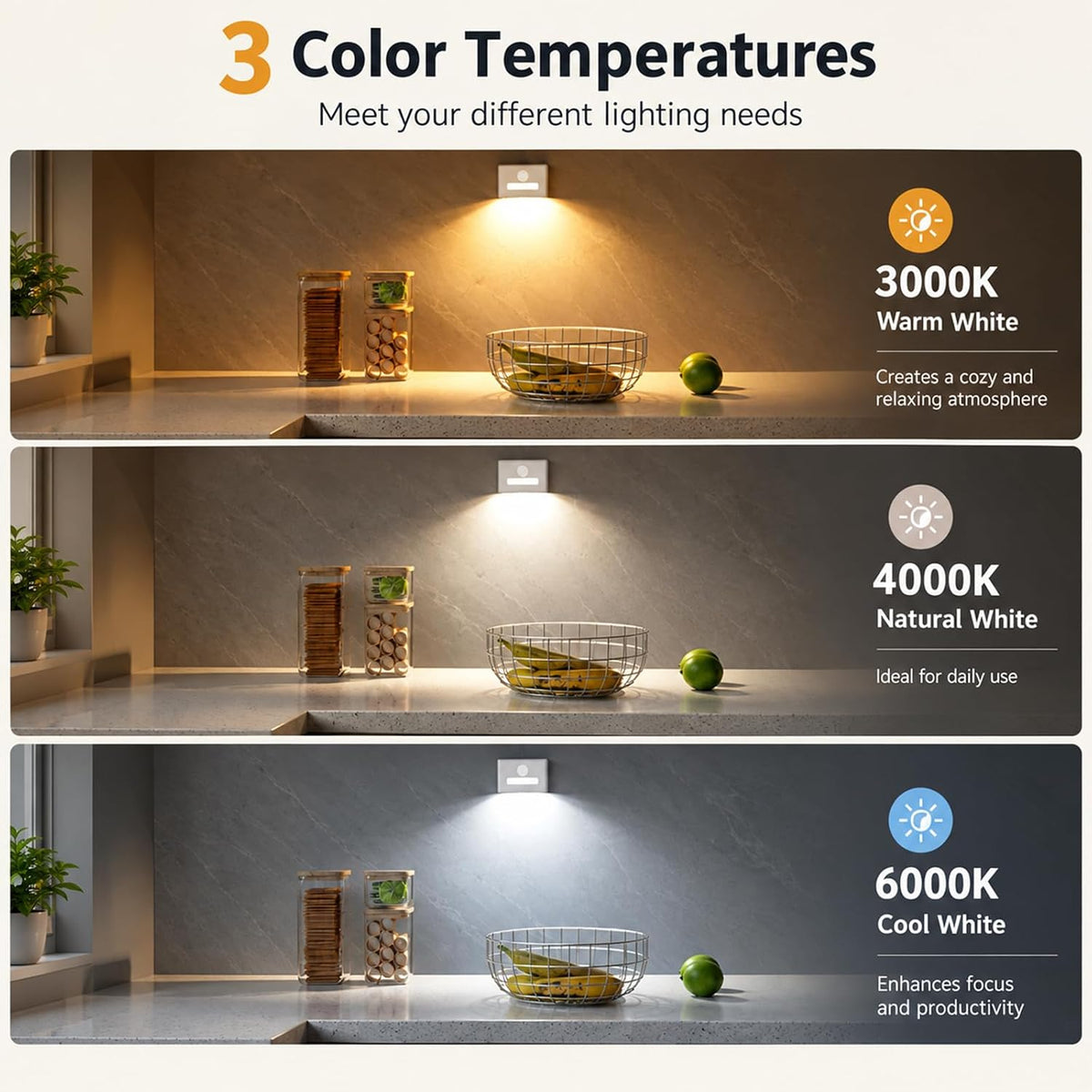 WOBSION Rechargeable Motion Sensor Stair Lights, Stick-On Wall Light