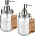 Amolliar Mason Jar Liquid Soap Dispenser, Lotion Soap Brushed Nickel 2 Pack