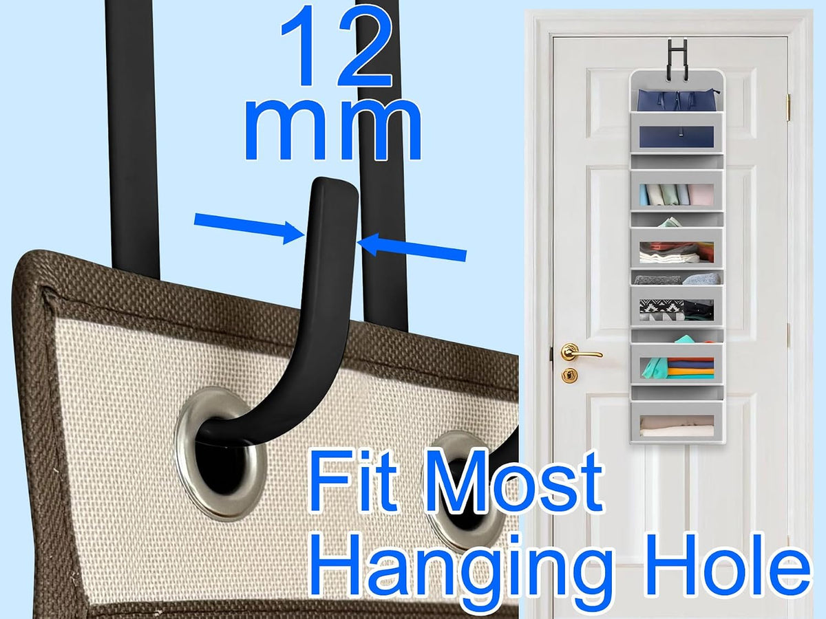 Mars-Rock Double Over Door Steel Hooks 2 Pack Fit 1-3/8" Door 5.5" Black