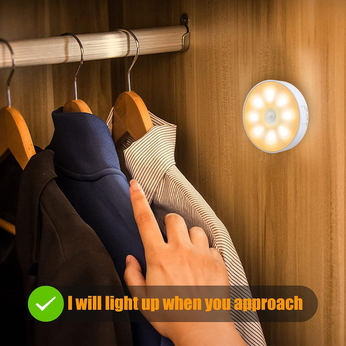 3 PCS Motion Sensor Light, Rechargeable Night Light(3000K Warm Yellow)