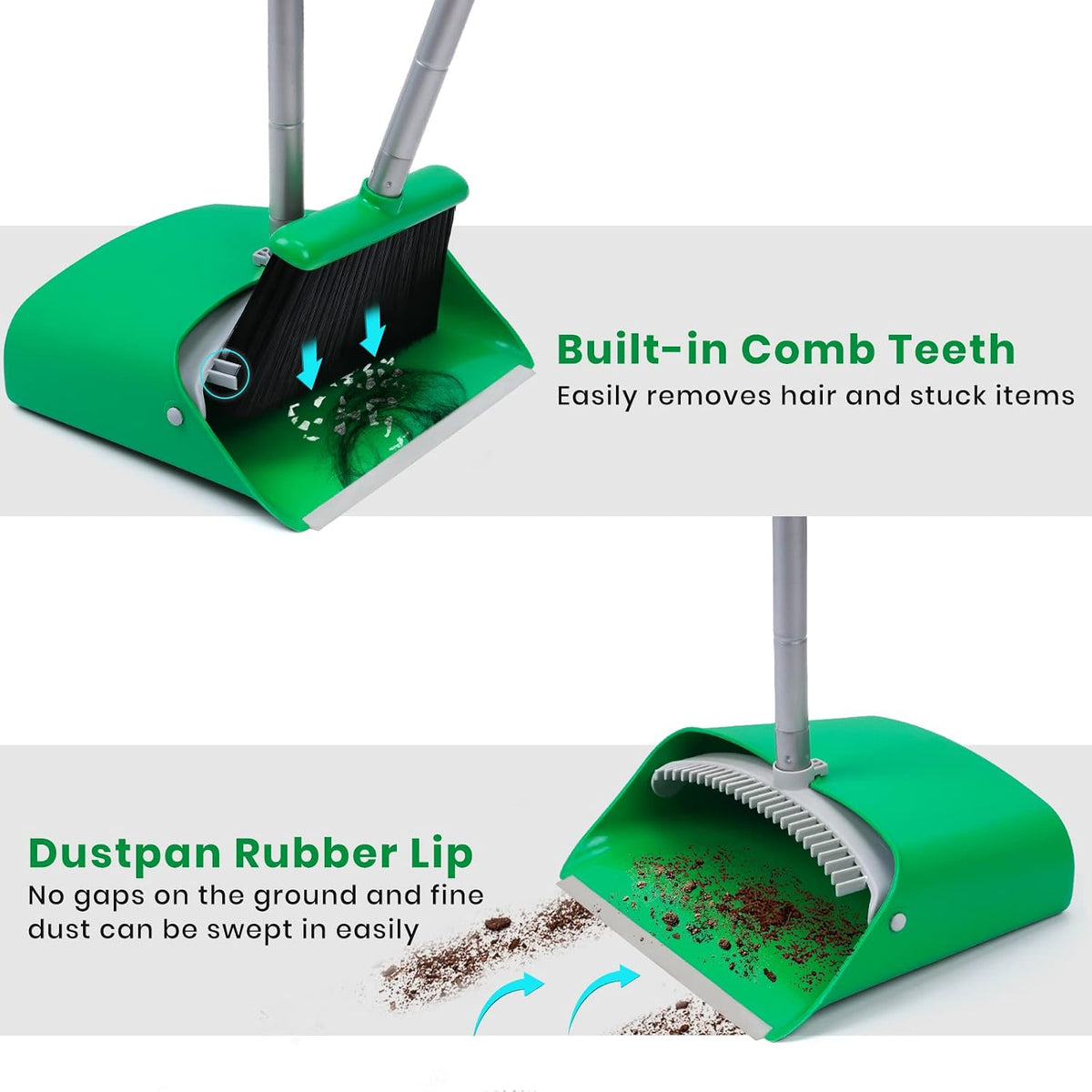 TreeLen Broom and Dustpan Set - Simplify Cleaning Your Home Ktichen Office with Ease