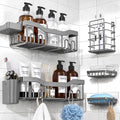 NESOMI Shower Caddy Adhesive Shower Organizer 7-Pack, Rustproof Stainless Steel Bathroom Shelves, Large Capacity No-Drill Rack Storage Accessories with Soap Dish Toothbrush Holder Hooks