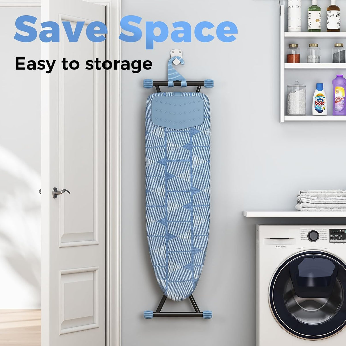 KINGBOARD Ironing Board with Silicon Iron Mat, Heavy Duty Leg 13x43 Blue