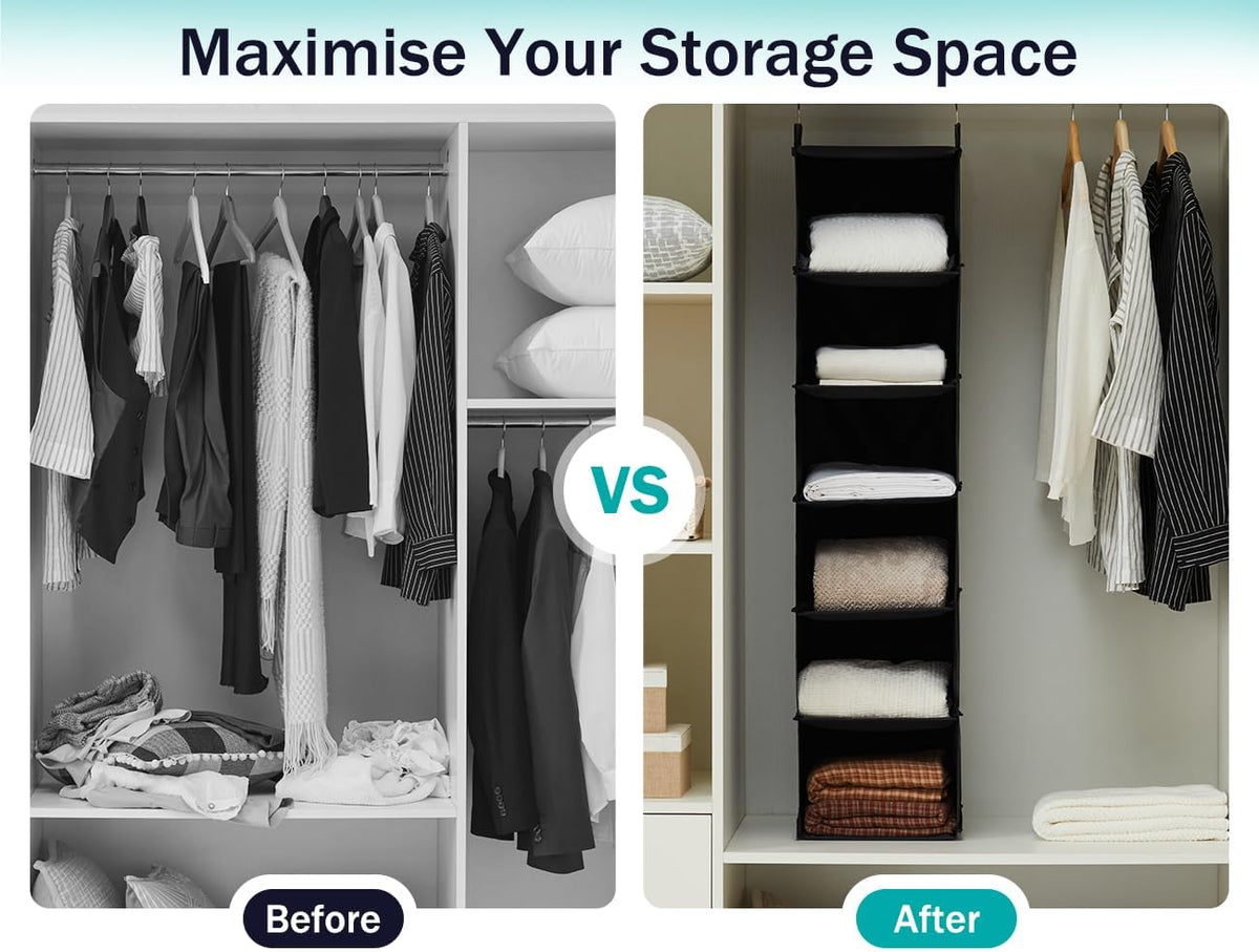 YOUDENOVA Hanging Closet Organizer, Closet Organizers and Storage, Black