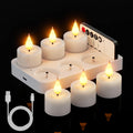 Rechargeable Flameless Tea Lights Candles with Remote Charging Base 6Pcs