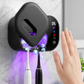 Toothbrush Holder for Bathroom, Infrared Sensing Toothbrush Cleaner with 2 Slots for Most Toothbrush Sizes, Wall Mounted Tooth Brush Holder with LED Smart Display & Hot Air Drying for Travel (Black)