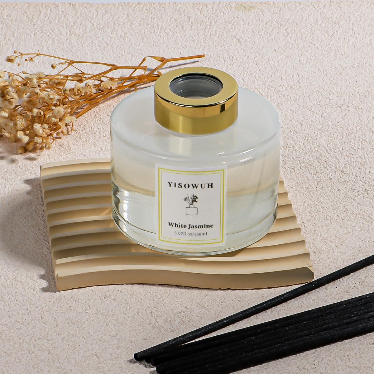 Reed Diffuser Set,5.07 fl oz (150 ml) - White Jasmine Oil Diffusers with 8 Reed Sticks,Home Fragrance Reed Diffuser for Bathroom Shelf Decor