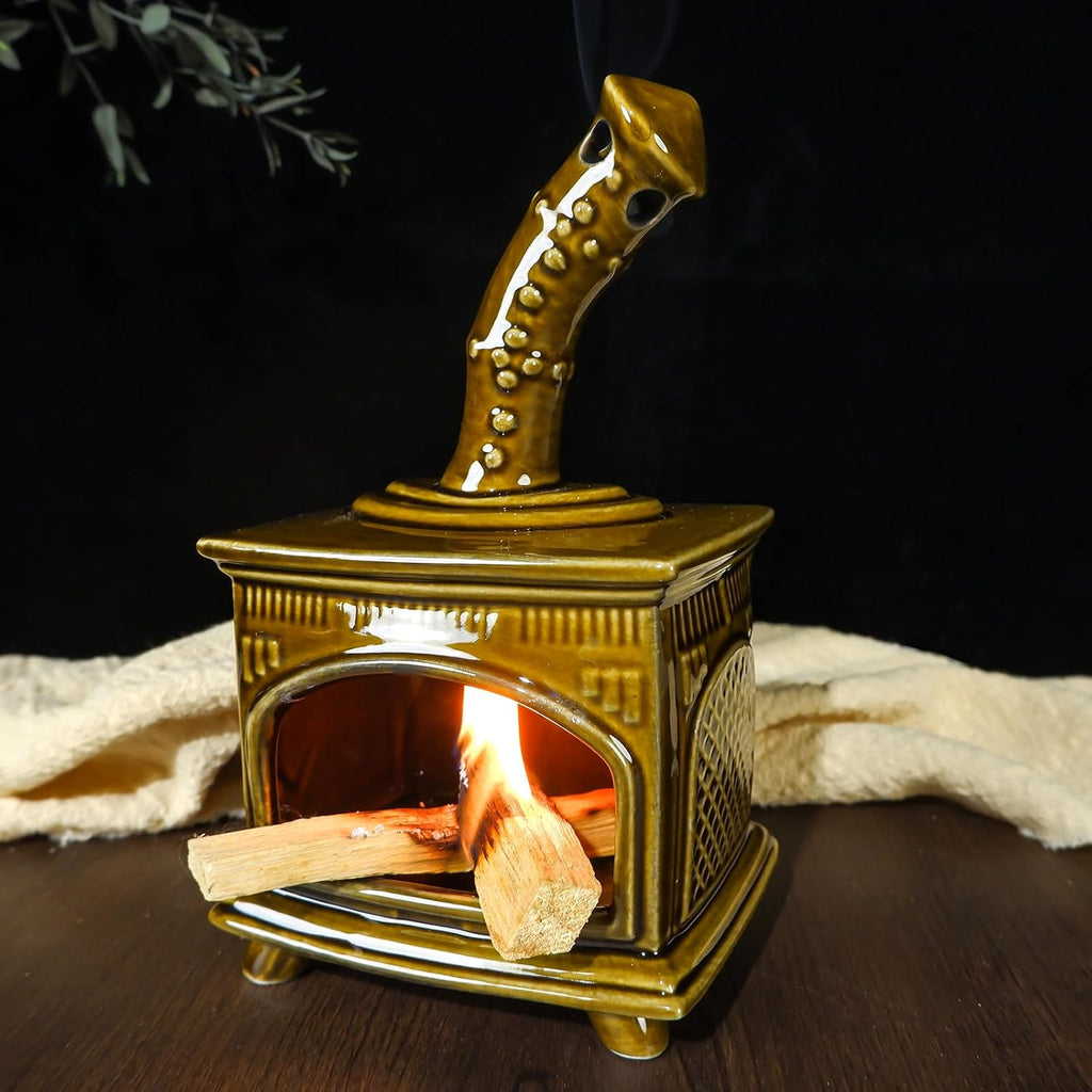 MOUGIGI Handcrafted Dark Green Ceramic Palo Santo Holder & Incense Burner