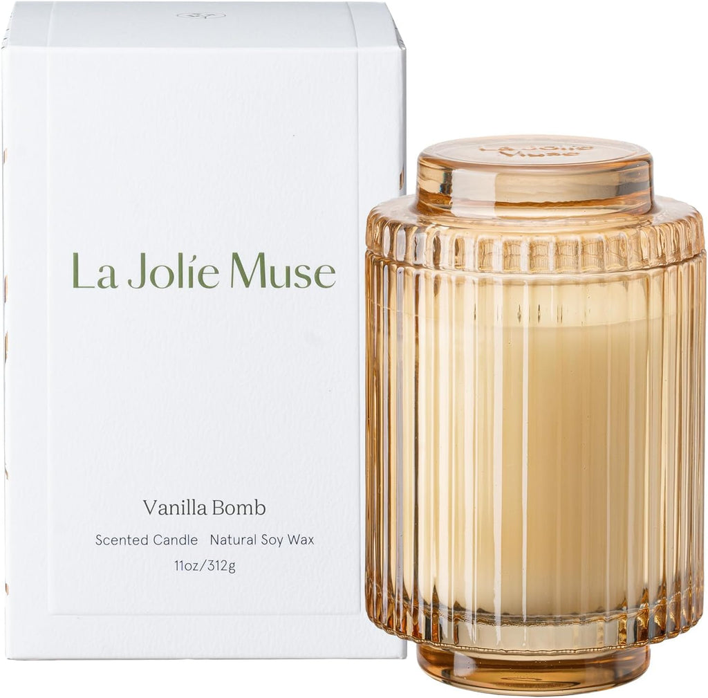 LA JOLIE MUSE Vanilla Zest Scented Candles for Home, 11 oz Natural Soy Wax