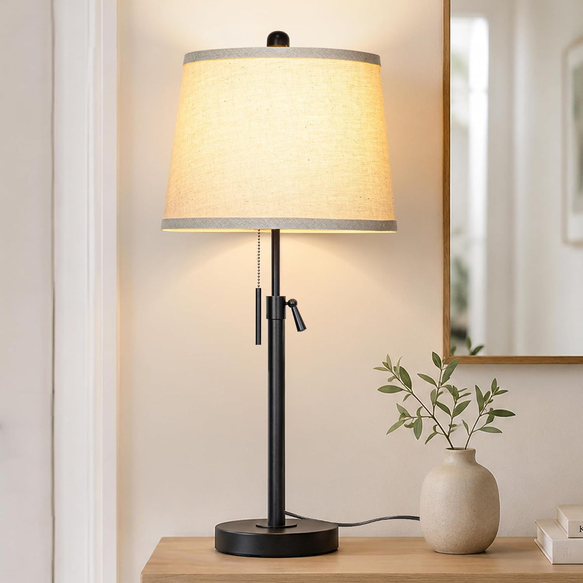 Black Single Table Lamp for Living Room Bedroom 22 to 30" Adjustable Height