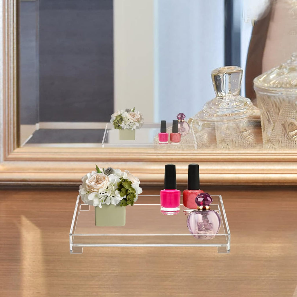 Vanity Bathroom Tray Acrylic Clear Rectangle Decorative Organizer, Medium