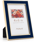 Premium Metal Picture Frame 4x6 Inches with Velvet Back Cover - Elegant and Durable Photo Frame for Displaying Cherished Memories, Perfect as Desk Decor, Home Office Accessory,Blue picture frame