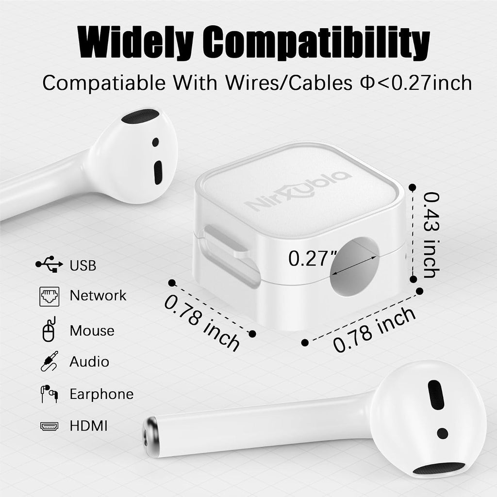 [9 Pack] Magnetic Cable Clips, Easy to Adjust, Enhanced Adhesive Wire Organizer, Desk Cable Management, Mini Holder for Wire Or Cable Clips for Home, Office, Car, Desk, Nightstand (White-9 Pack)