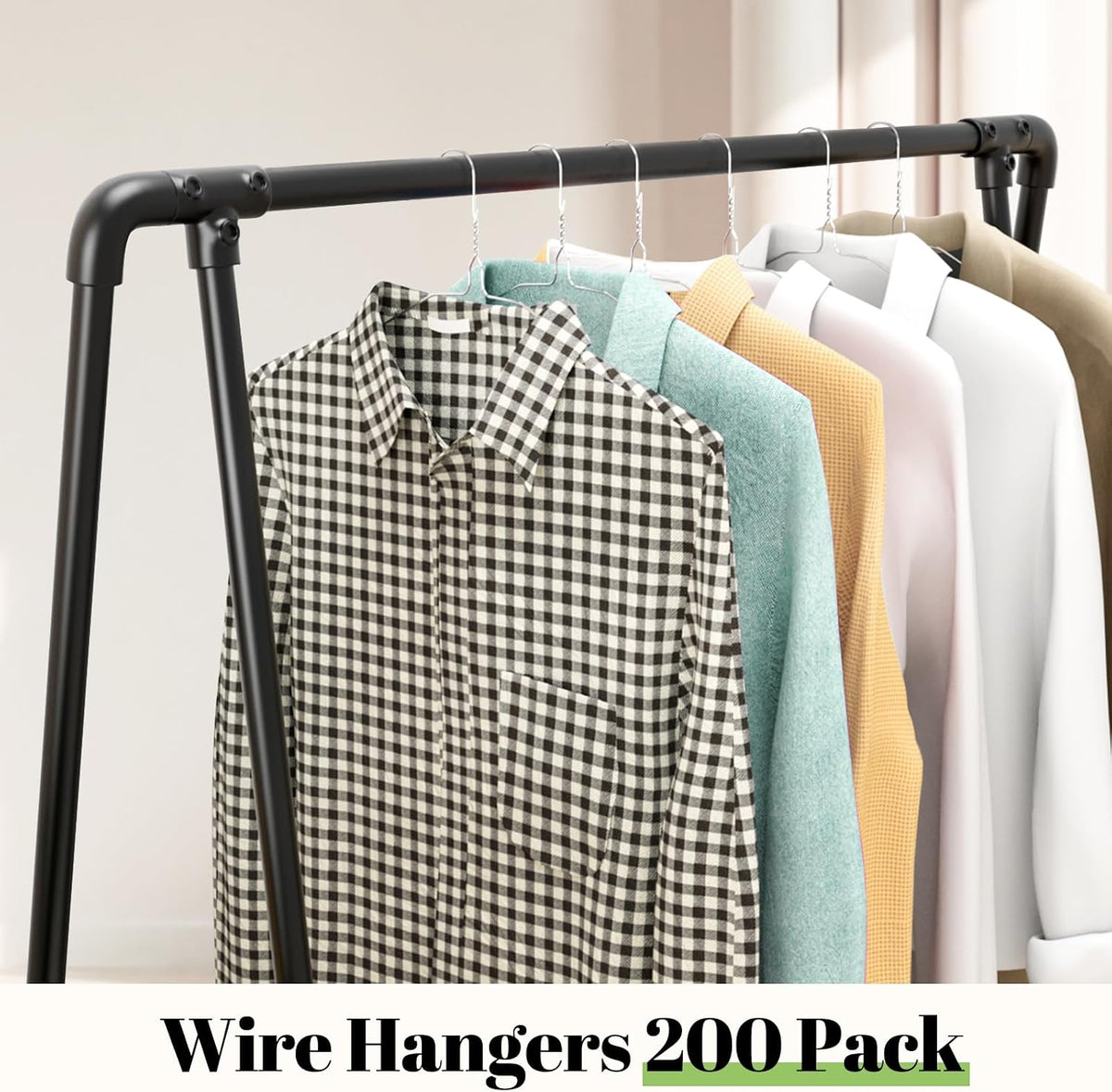Wire Metal Clothes Hangers Bulk 200 Pack, Slim Space Saving Silver