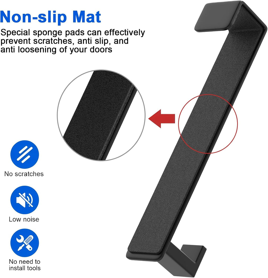 PMMASTO 10 Inch Hooks for 1-3/4 Inch Doors, Black- 2 Pack, L Shape