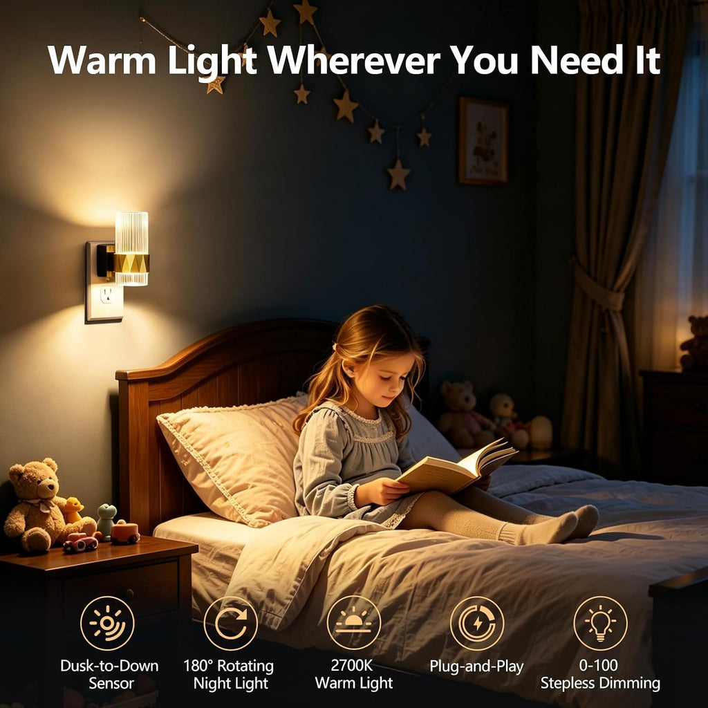 LED Night Lights Plug into Wall, 2Pack Dimmable Night Light
