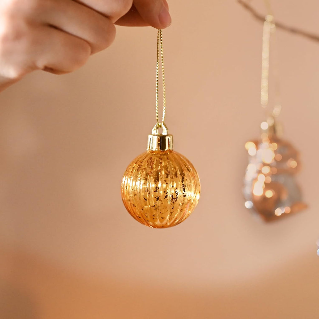 DecorbyHannah 45ct Mini Christmas Ornaments Set Tree Decoration Blue Copper
