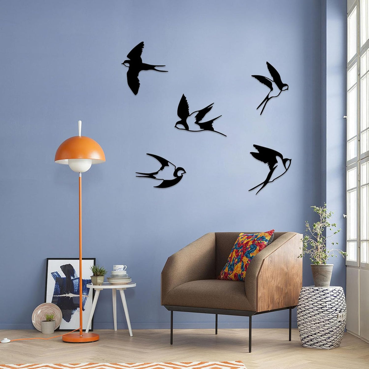 ESTART Metal Birds Wall Decor, 5 Pcs Black Birds Metal Wall Art