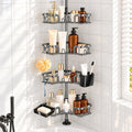 4-Tier Corner Shower Caddy Tension Pole, Floor to Ceiling Shower Corner Shelf Organizer with Soap Hold No-Drill 23.6-114.5 Inch Gray
