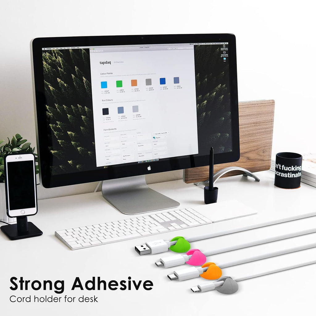 12 Pack Cable Clips, Adhesive Cord Organizer Holder for Desk Colorful