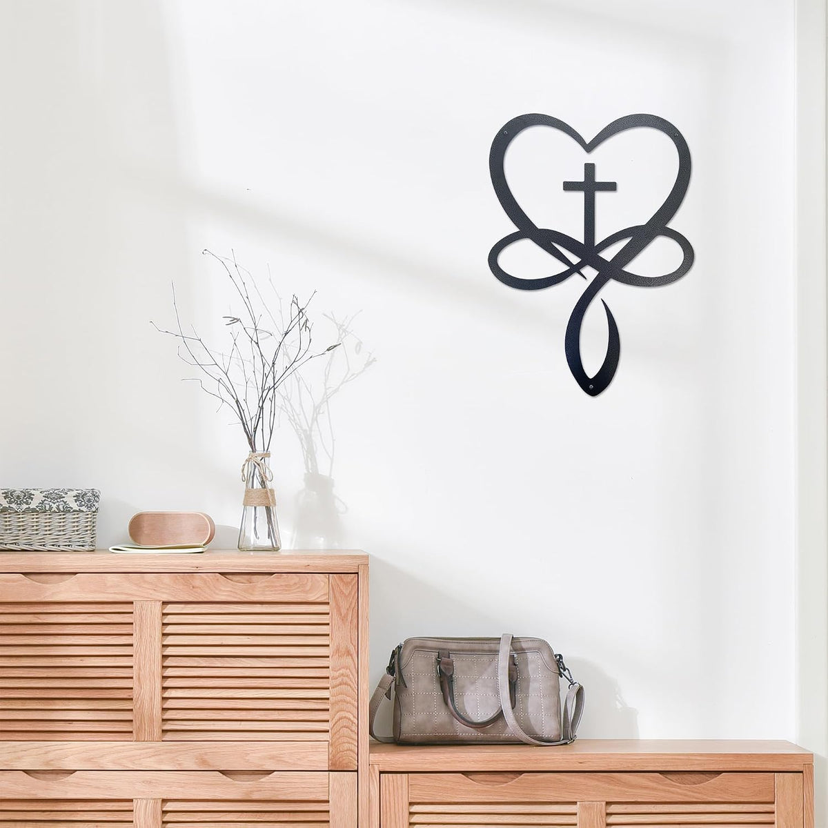 Natrlart Metal Infinity Heart Cross Wall Decor, Crosses Wall Art Home