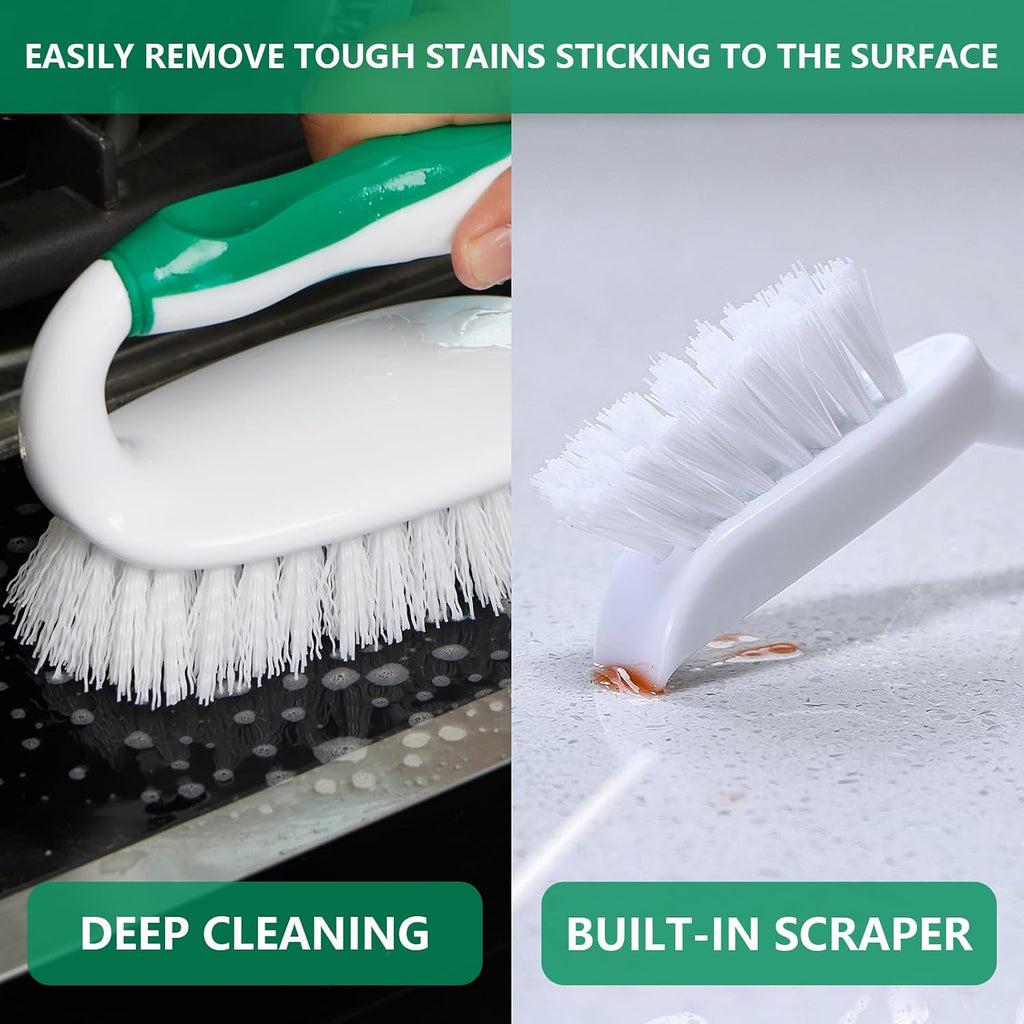 Scrub Brush Set, 4 Pack Deep Cleaning Brush Kit, Green