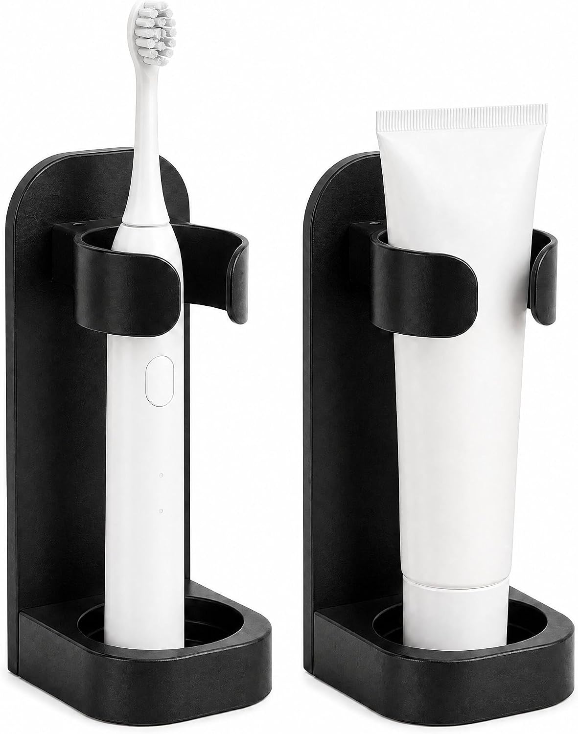 Electric Toothbrush Holders for Bathroom, Electric Toothbrush Organizer, Bathrooms Toothbrush Storage for Shower Space-Saving, Mirror Toothbrush Holder Wall Mounted, ABS (Black)