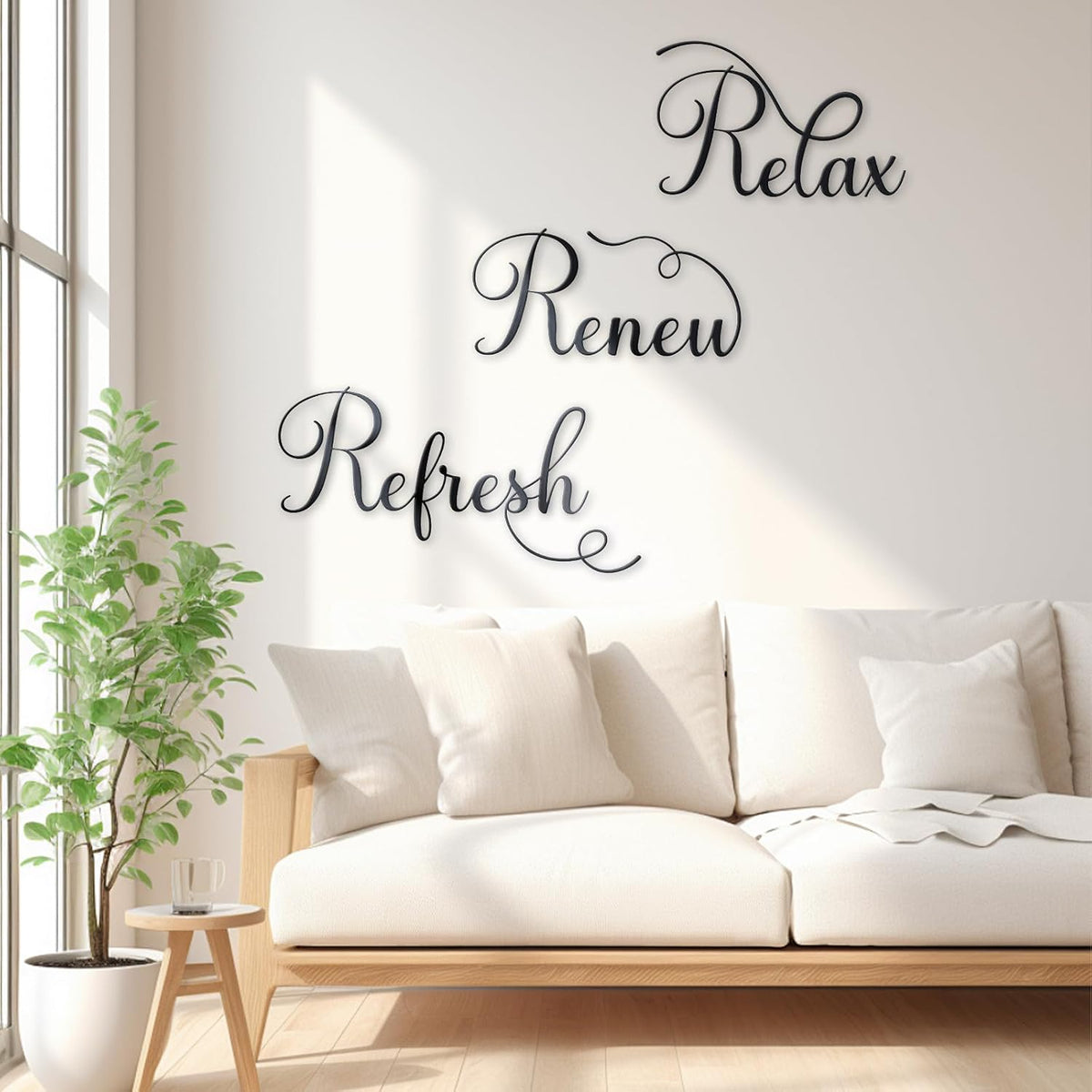 Zzbakress 3 Pcs Relax Refresh Renew Metal Wall Art Black Bathroom Decor Wall Art Metal Decorative Wall Art Farmhouse Wall Decor for Living Room Bedroom Bathroom (Elegant)