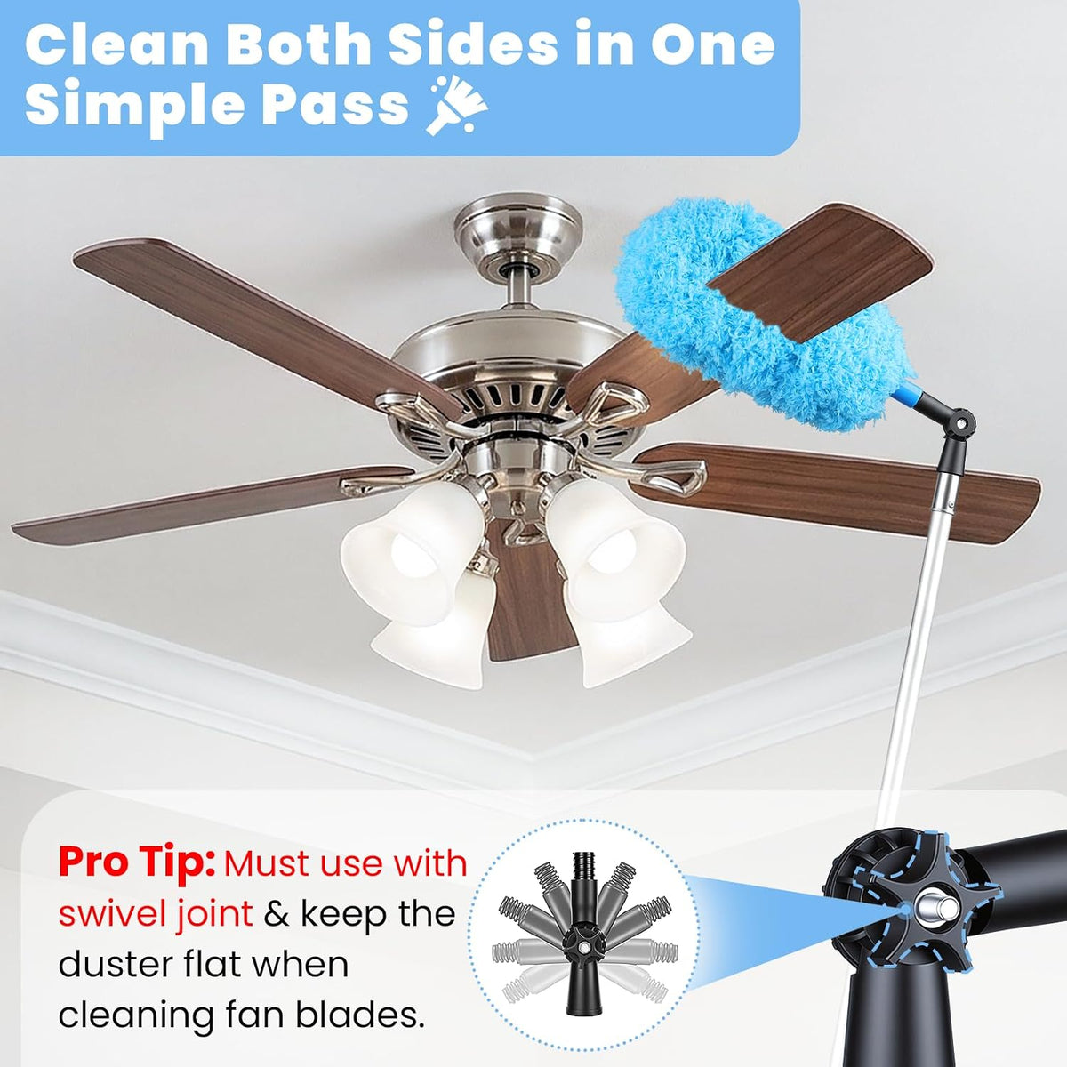 20ft High Reach Extendable Duster Kit with 5-12ft Extension Pole