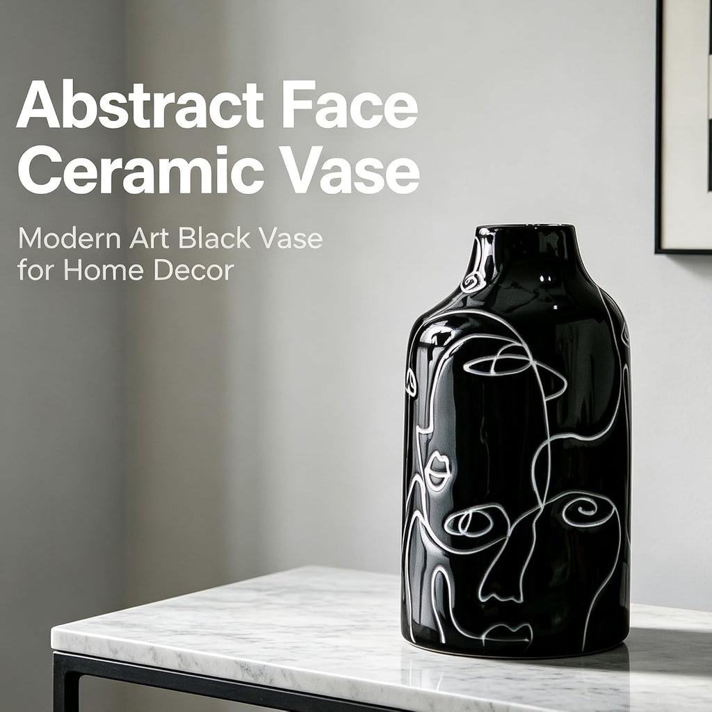Kimdio Ceramic Vase Set, Black, 2pcs