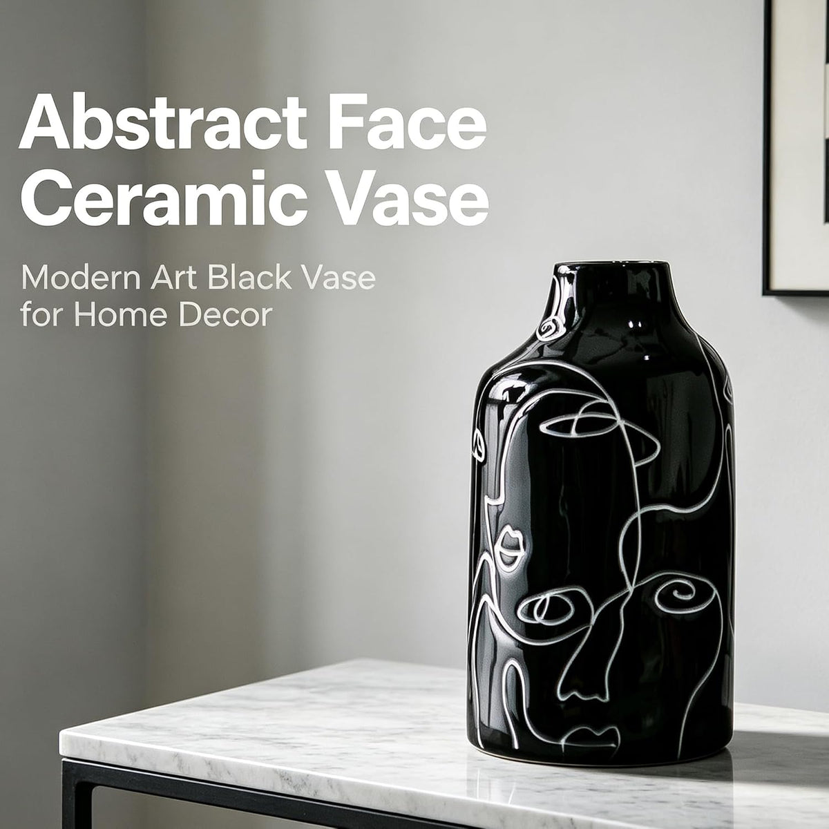 Kimdio Ceramic Vase Set, Black, 2pcs