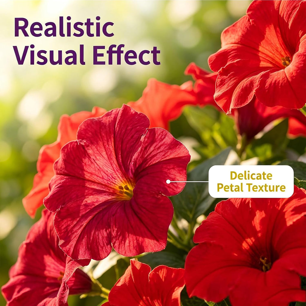 Artificial Flowers for Outdoors, Faux Petunias Spring Summer Decoration, Fake Flowers Plants UV Resistant Look Real Silk Flowers for Outside Planter Front Door Porch Patio Yard (Red)