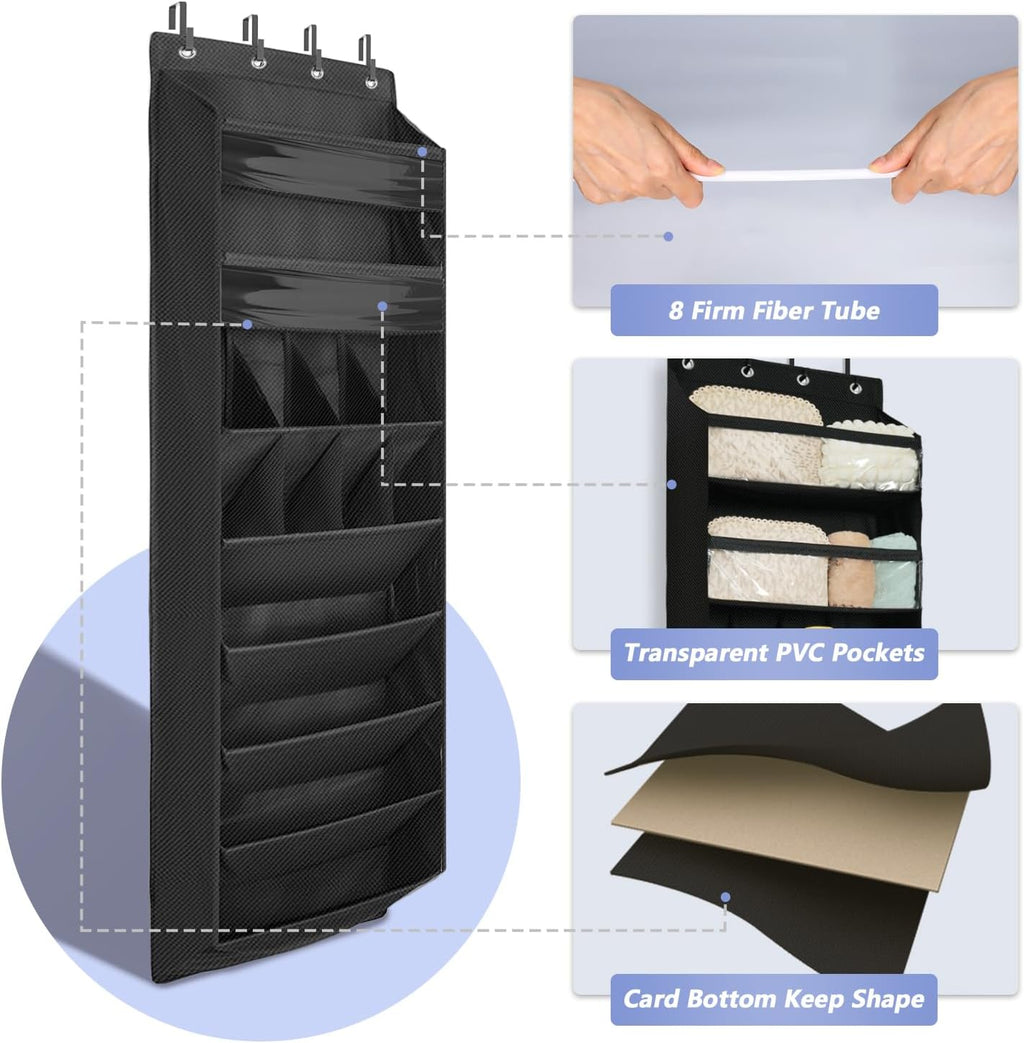 1 Pack 8 Shelves Over The Door Shoe Organizer, 68" Exlarge Deep Pockets