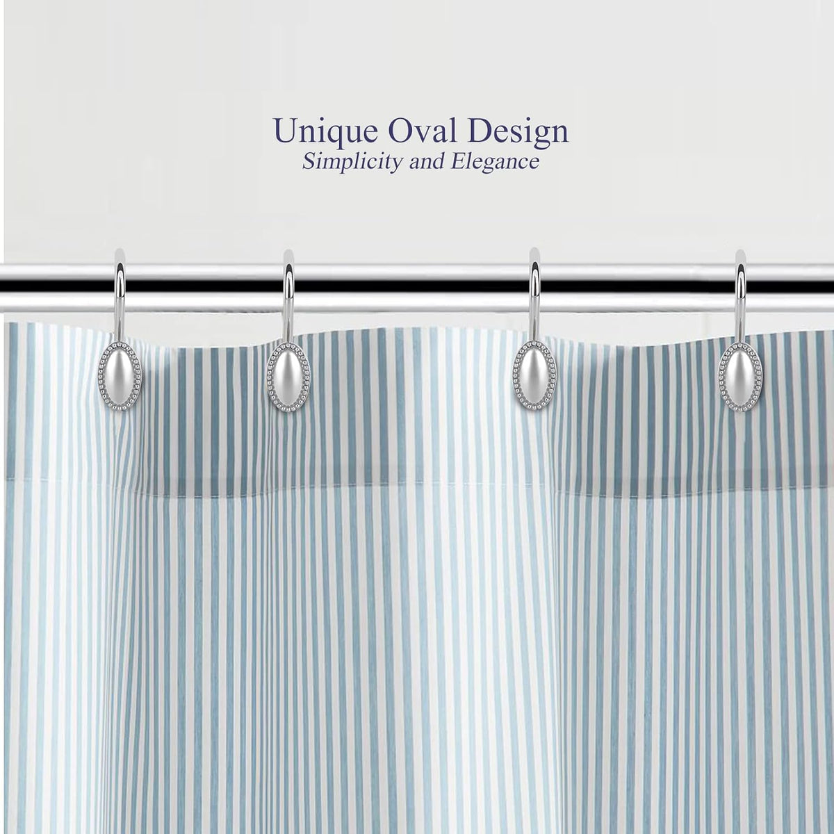 Chrome Shower Curtain Hooks, Anti-Rust Zinc Alloy Bathroom Rings