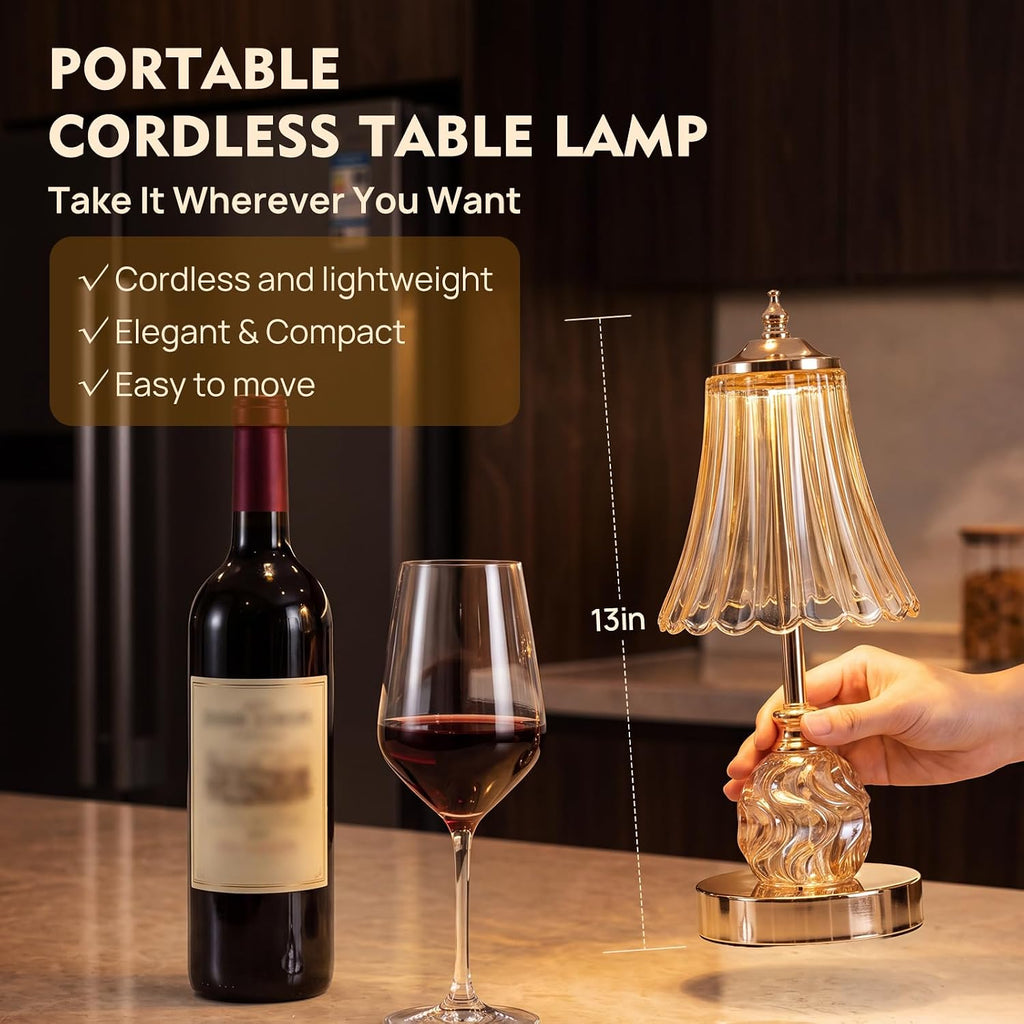Flower Battery Operated Rechargeable Lamp Cordless, Skirt, Amber