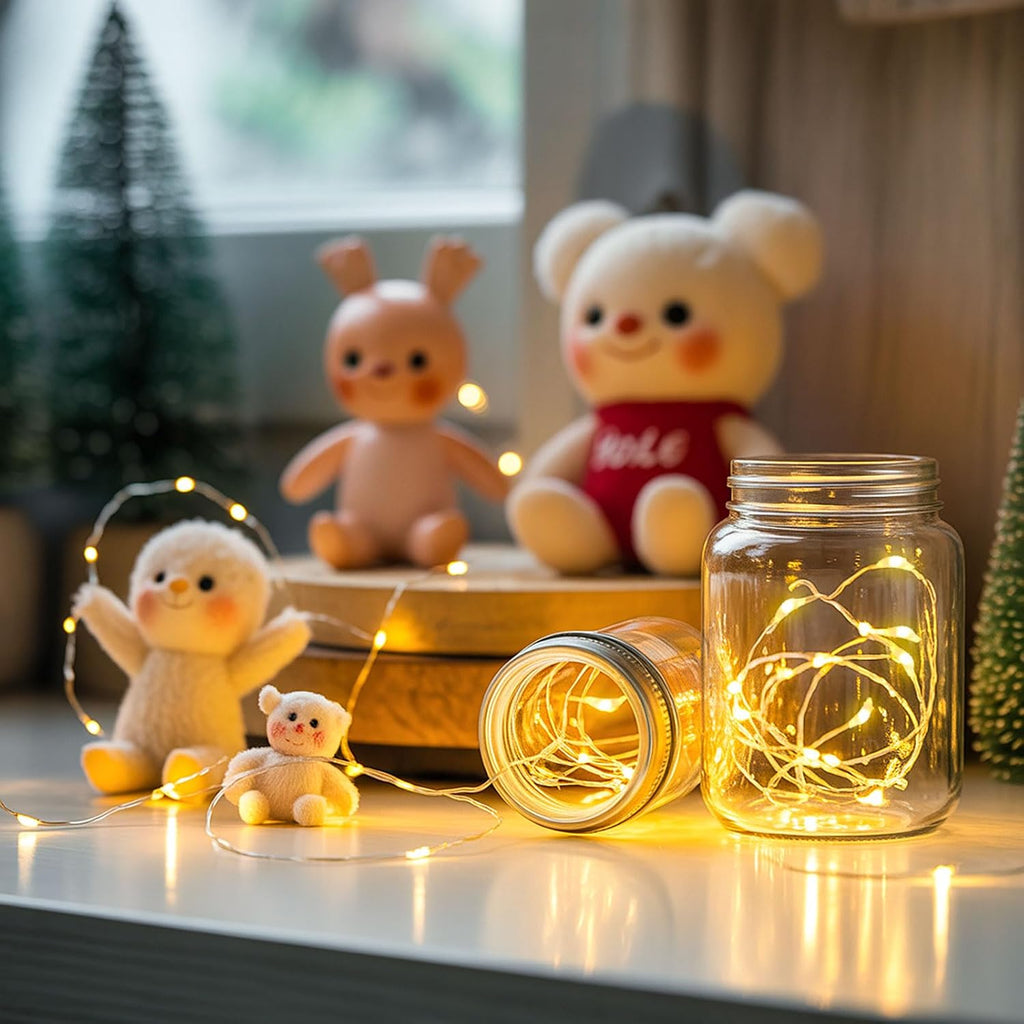 12 Pack Battery Operated Fairy Lights, 3.3ft 10 LED Warm White Micro String Lights, Soft Yellow Glow for Gift Boxes, Flowers, Mason Jars & Cozy Home Decor (12 Pack – Warm White)