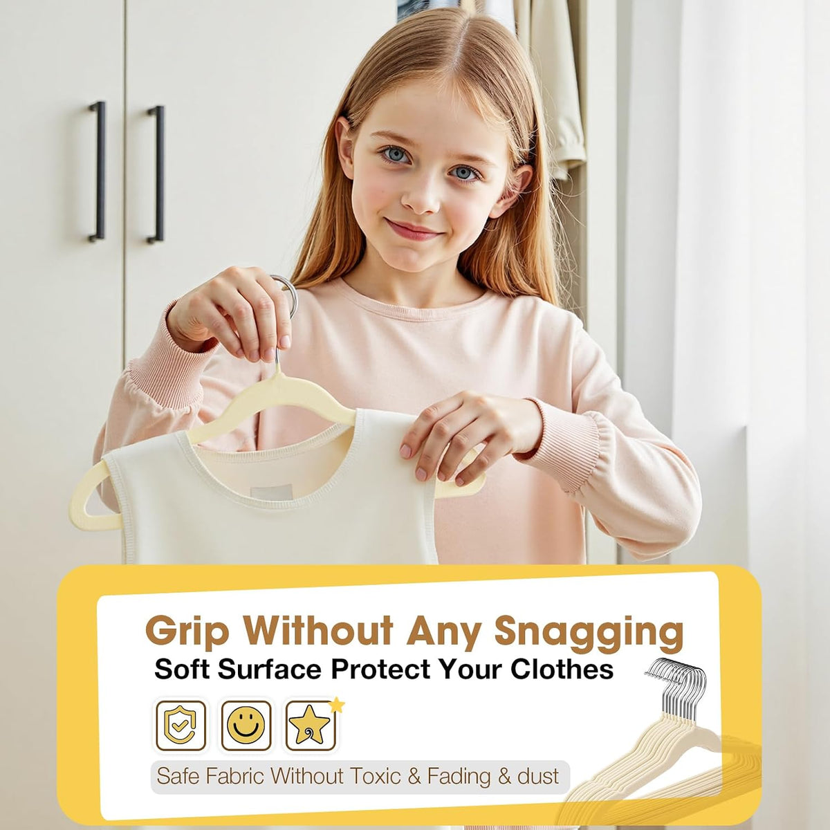 Baby Velvet Hangers 50 Pack,11 Inch Non-Slip Hangers for Childrens