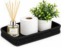 Toilet Paper Basket Organizer, 11” Inch Metal Woven Toilet Tank Basket for Back of Toilet, Bathroom Countertop Storage Tray with Non-Slip Feet for Toilet Paper, Wipes, Toiletries & Essentials, Black