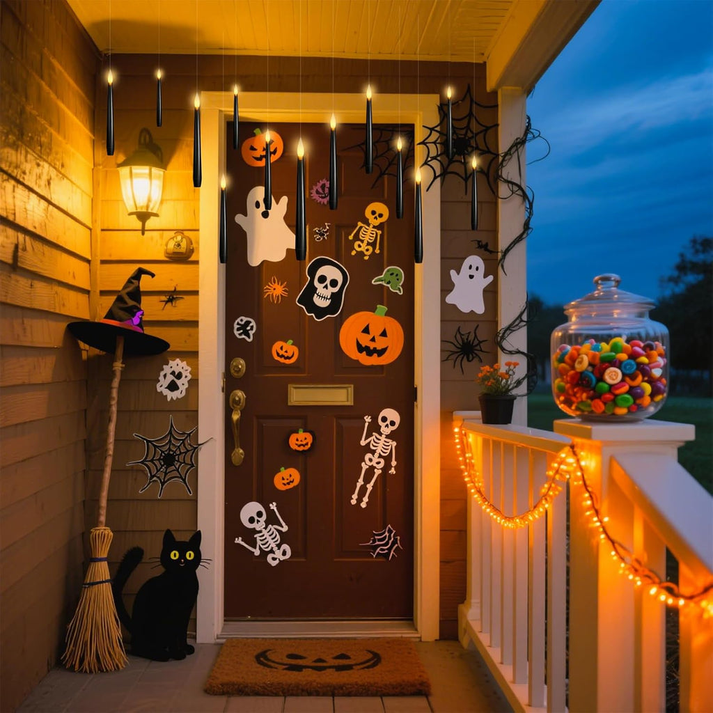 Black Floating Candles with Wand Remote, Hanging Halloween Decorations