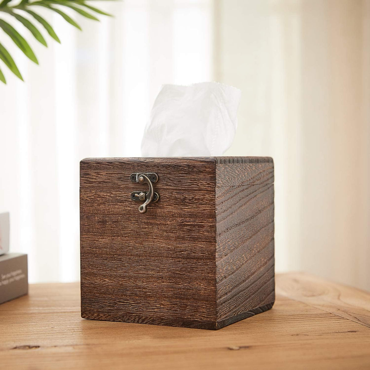 Wood Tissue Box Cover Decorative Square Facial Tissue Holder Napkin for Bathroom and Home Decoration
