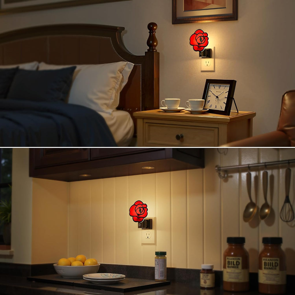 Briignite Flower Night Light, Rose Night Lights Plug into Wall Dimmable