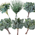 Mixed Eucalyptus Leaves Stems Bulk Artificial Silver Dollar Leaves Picks Dried Eucalyptus Bundle Faux Spray for Wedding Vase Bouquet Decor (240, Green)