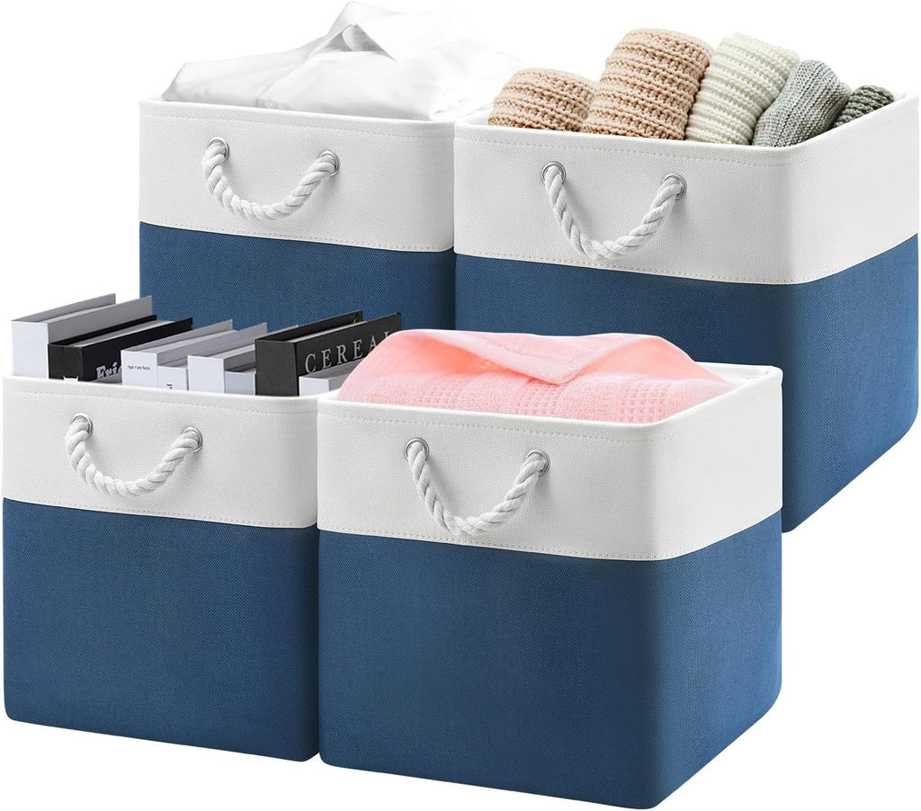 Patvingot 13-Inch Fabric Cube Storage Bins with Handles,4 Pack,Foldable